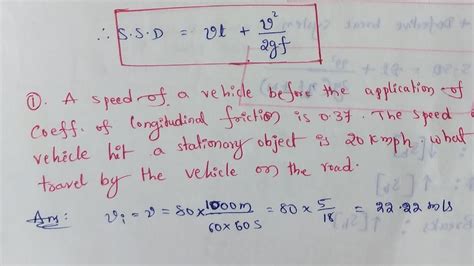 How far does the vehicle travel before coming to a stop Solution d b (66 (1000 3600)) 2 (0) 2 2 (9. . Stopping sight distance problems with solutions